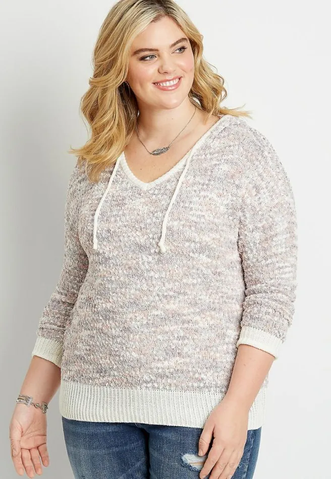 Plus Size Spacedye Hooded Pullover Sweater Women Maurices Plus Tops
