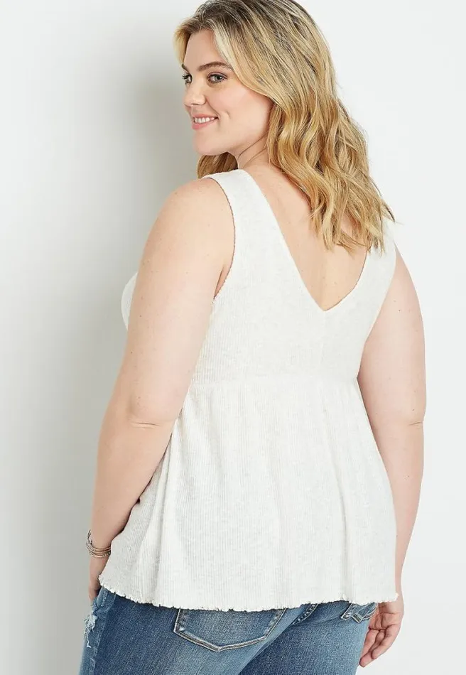 Plus Size White Lace Trim Babydoll Tank Top Women Maurices Plus Tops