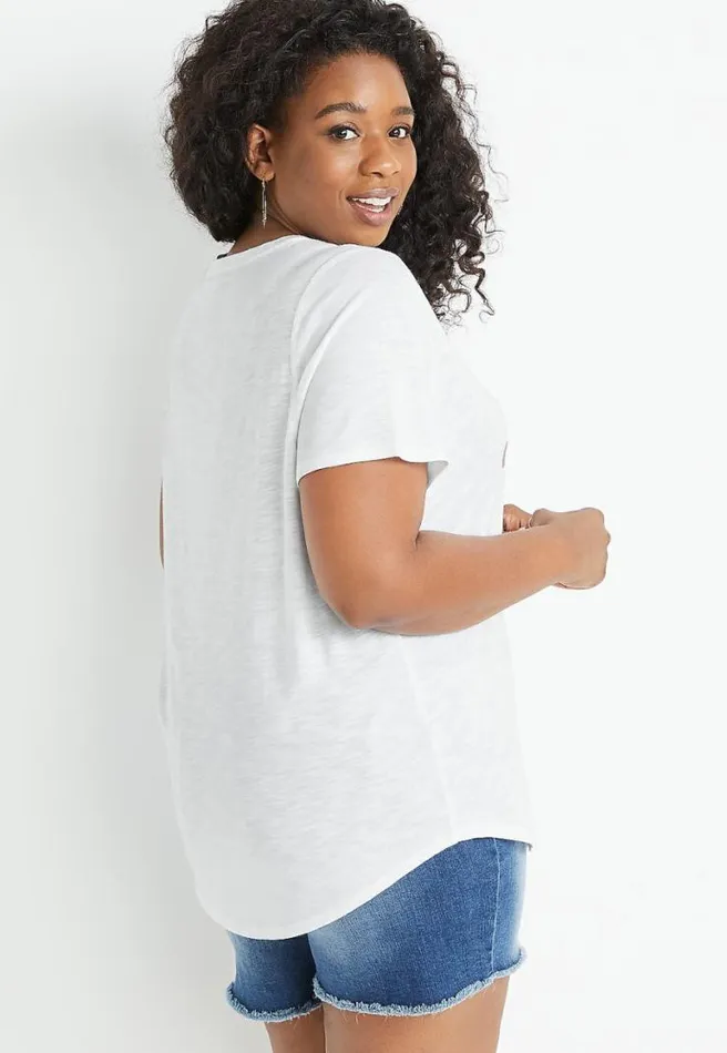 Plus Size White Sunshine And Feelin Fine Graphic Tee Women Maurices Plus Tops