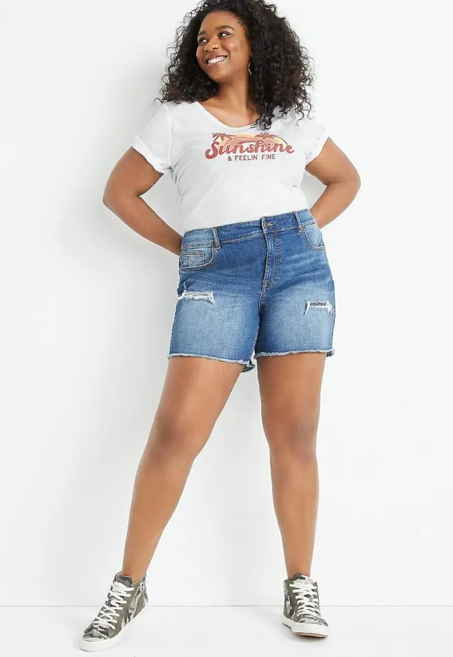 Plus Size White Sunshine And Feelin Fine Graphic Tee Women Maurices Plus Tops