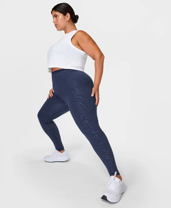 Pocketed Power Ultrasculpt HighWaisted Embossed Gym Leggings Blue Tiger Emboss Print Sweaty Betty Women