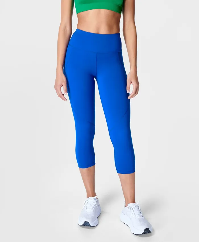 Pocketed Women Sweaty Betty Power Cropped Gym Leggings Lightning Blue