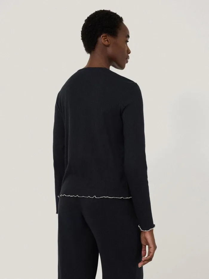 Pointelle Pyjama Henley Top Navy Women Jigsaw Pyjamas and Loungewear