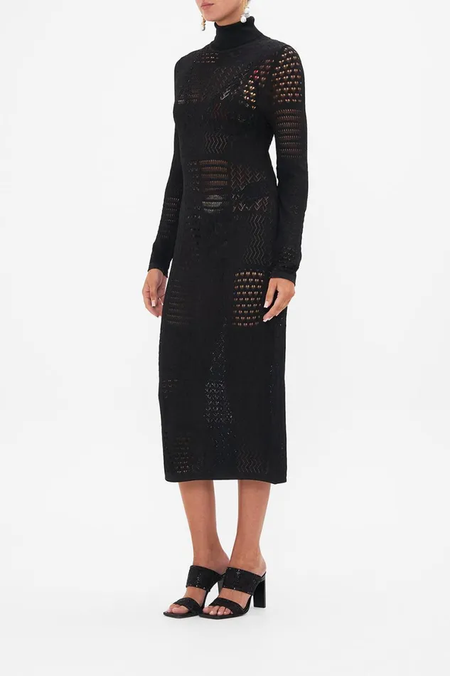 POINTELLE TURTLE NECK KNIT DRESS STITCHED IN TIME Stitched In Time Womens Camilla Dresses