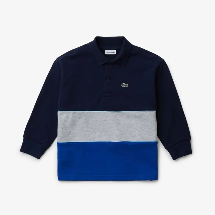 Polos Kids Lacoste Kids039 Long Sleeve Cotton Piqu Colorblock Polo Navy Blue Light Blue Grey Chine Blue Liq Polos Kids Lacoste Kids039 Long Sleeve Cotton Piqu Colorblock Polo Navy Blue Light Blue Grey Chine Blue Liq