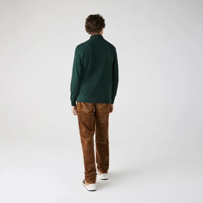 Polos Men Lacoste Men039s Smart Paris Long Sleeve Stretch Cotton Polo Forest Green Yzp