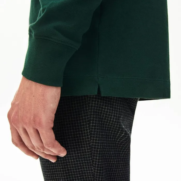 Polos Men Lacoste Men039s Smart Paris Long Sleeve Stretch Cotton Polo Forest Green Yzp