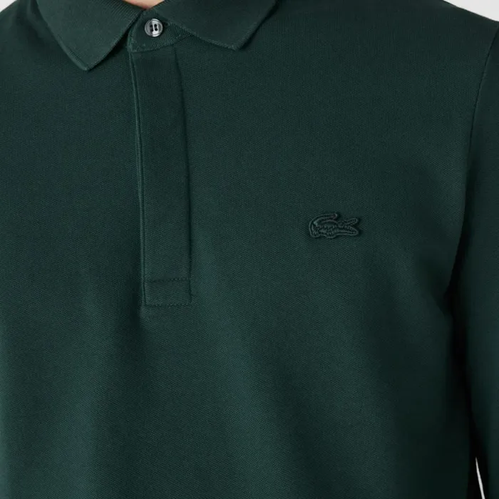 Polos Men Lacoste Men039s Smart Paris Long Sleeve Stretch Cotton Polo Forest Green Yzp