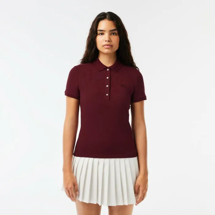 Polos Women Lacoste Women039s L12D Slim Fit Stretch Mini Piqu Polo Bordeaux Yup