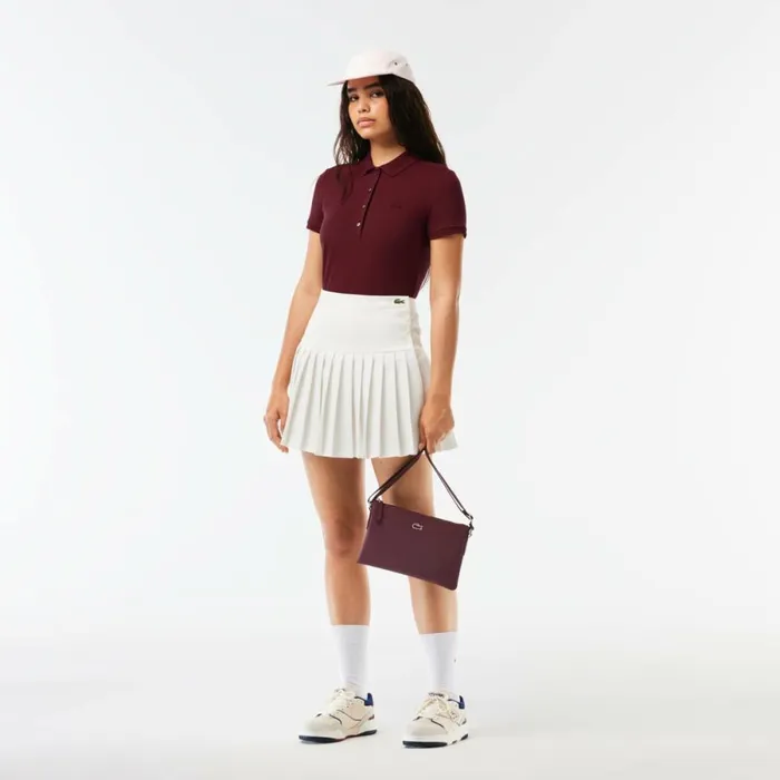 Polos Women Lacoste Women039s L12D Slim Fit Stretch Mini Piqu Polo Bordeaux Yup