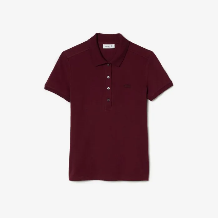 Polos Women Lacoste Women039s L12D Slim Fit Stretch Mini Piqu Polo Bordeaux Yup