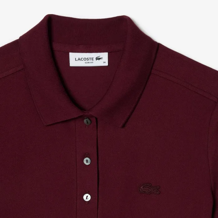 Polos Women Lacoste Women039s L12D Slim Fit Stretch Mini Piqu Polo Bordeaux Yup