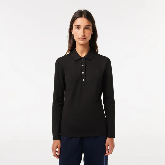 Polos Women Lacoste Womens Slim Fit Stretch Piqu Polo Black 031