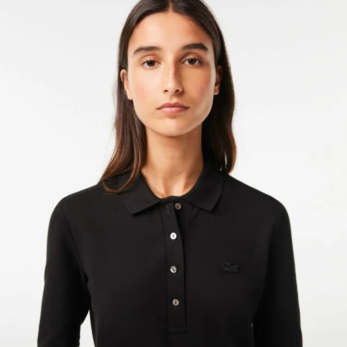 Polos Women Lacoste Womens Slim Fit Stretch Piqu Polo Black 031