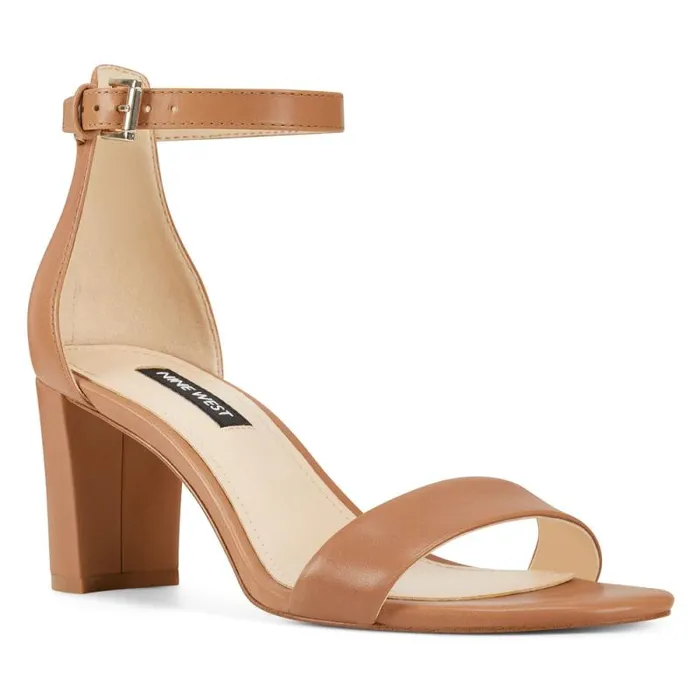 Pruce Ankle Strap Block Heel Sandals Natural Leather Women Nine West Sandals Pruce Ankle Strap Block Heel Sandals Natural Leather Women Nine West Sandals