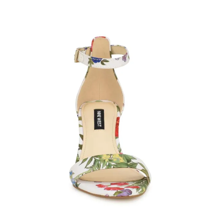 Pruce Ankle Strap Block Heel Sandals White Floral Women Nine West Sandals Pruce Ankle Strap Block Heel Sandals White Floral Women Nine West Sandals