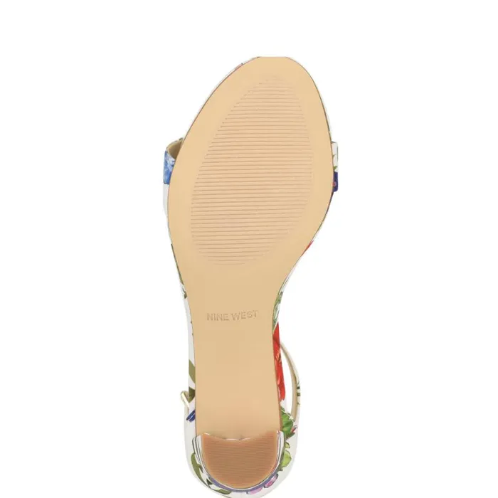 Pruce Ankle Strap Block Heel Sandals White Floral Women Nine West Sandals Pruce Ankle Strap Block Heel Sandals White Floral Women Nine West Sandals