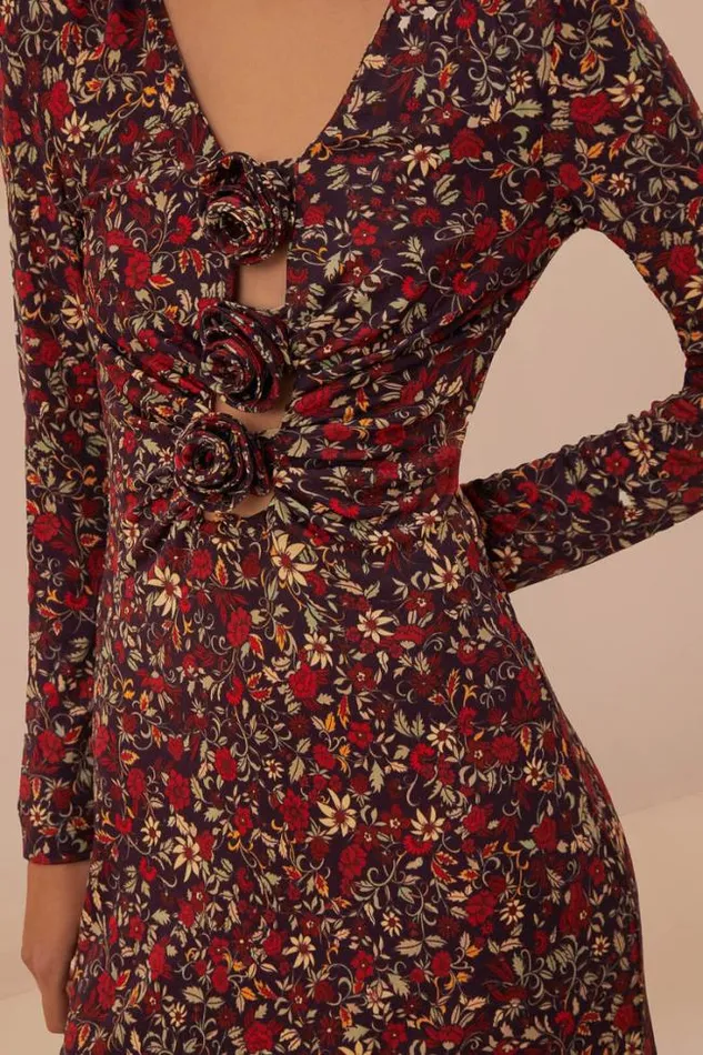 Purple Chelsea Garden Flowers Knot Maxi Dress Women FARM Rio Maxi Dresses