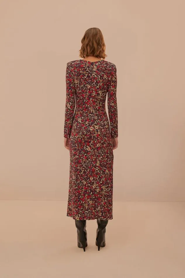 Purple Chelsea Garden Flowers Knot Maxi Dress Women FARM Rio Maxi Dresses