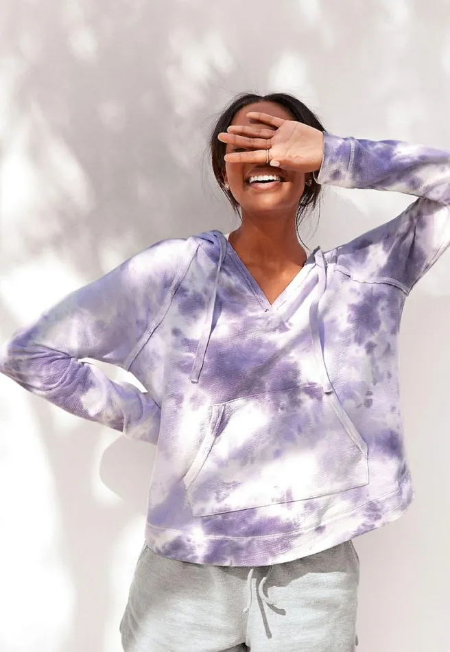 Purple Tie Dye Pullover Hoodie Women Maurices Tops