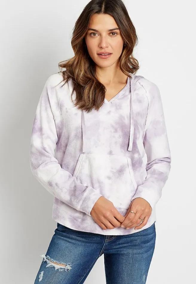 Purple Tie Dye Pullover Hoodie Women Maurices Tops