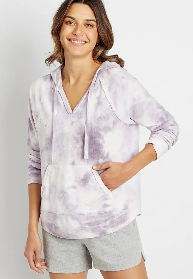 Purple Tie Dye Pullover Hoodie Women Maurices Tops