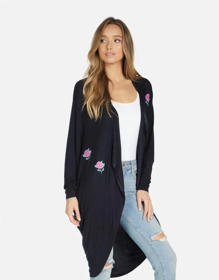 Ramona Crystal Roses Black Women Lauren Moshi Sweaters and Knits