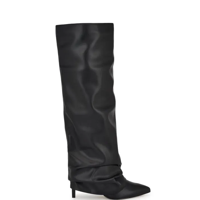 Randee Slouch Knee High Dress Boots Black Women Nine West Boots and Booties