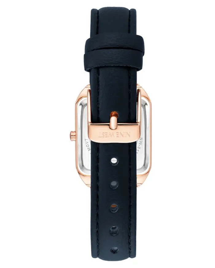 Rectangular Case Strap Watch Rose Goldnavy Women Nine West Straps