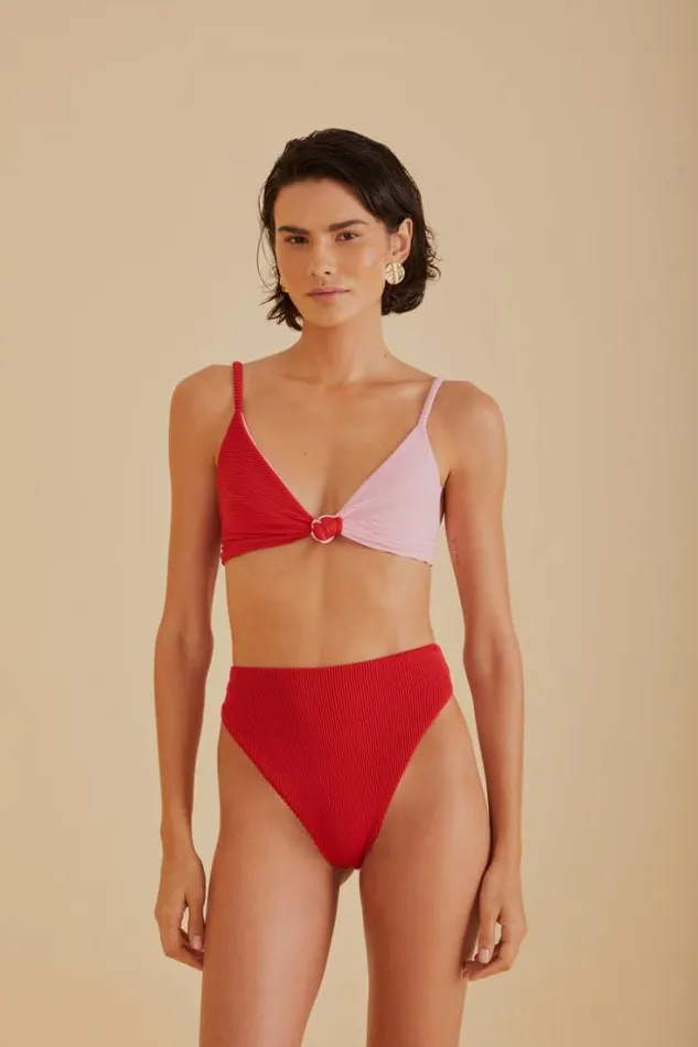 Red And Pink Knot Bikini Top Women FARM Rio Bikinis