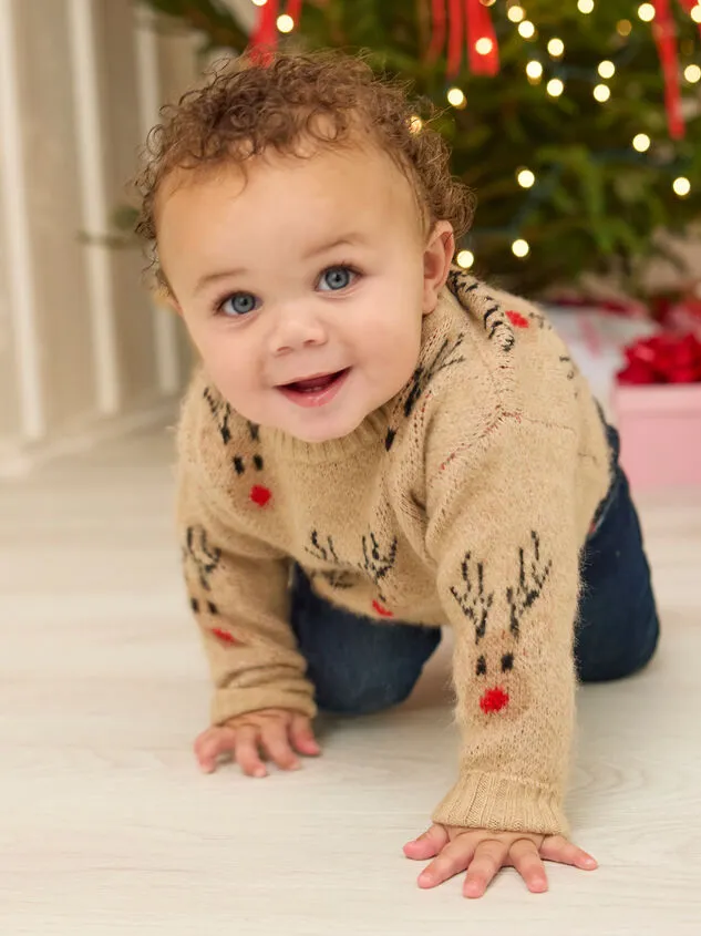 Reindeer Baby Knit Sweater Brown Boy Altar039d State Playwear