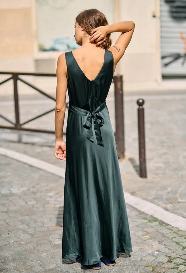 Reine Black Satin Maxi Dress Women Ciao Lucia Evening Dresses