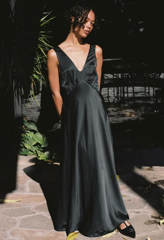 Reine Black Satin Maxi Dress Women Ciao Lucia Evening Dresses