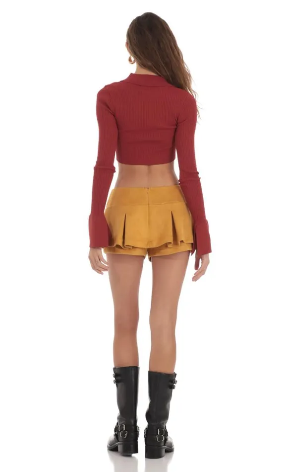 Ribbed Collared Top Maroon Women LUCY IN THE SKY Tops Ribbed Collared Top Maroon Women LUCY IN THE SKY Tops