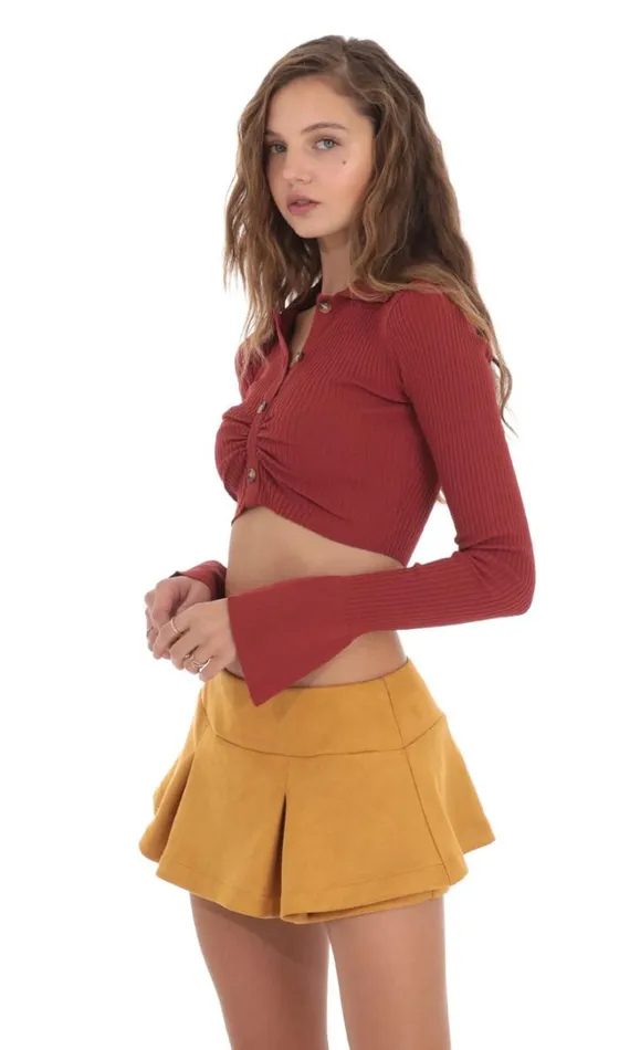 Ribbed Collared Top Maroon Women LUCY IN THE SKY Tops Ribbed Collared Top Maroon Women LUCY IN THE SKY Tops