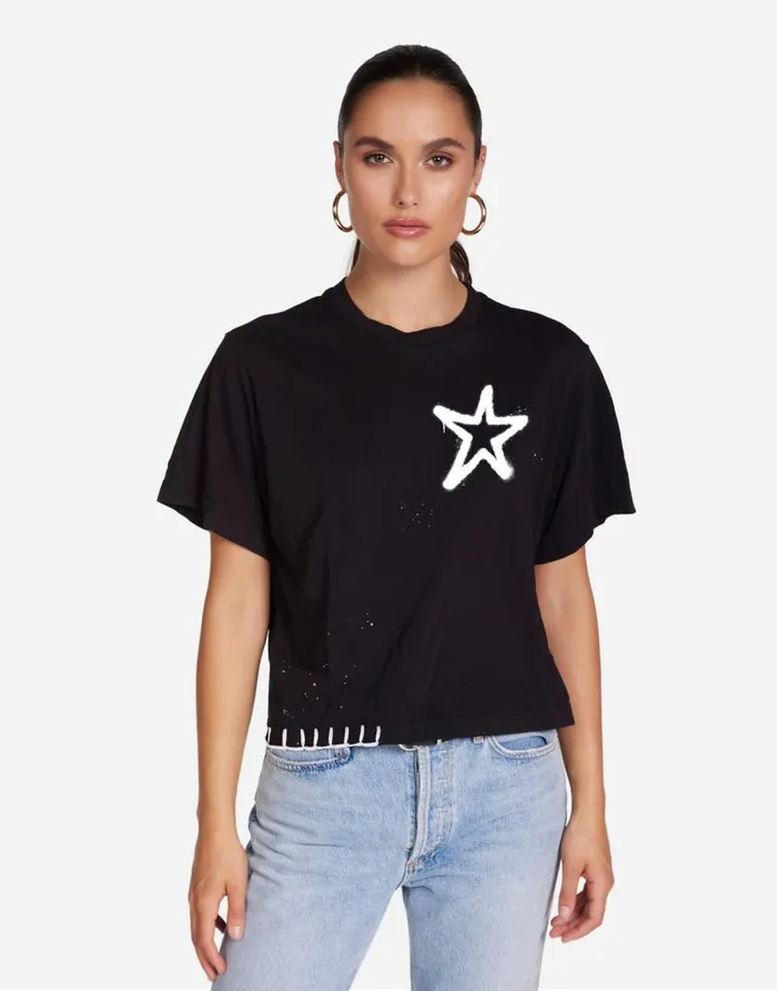 Rue Airbrush Elements Black Women Lauren Moshi Short Sleeve