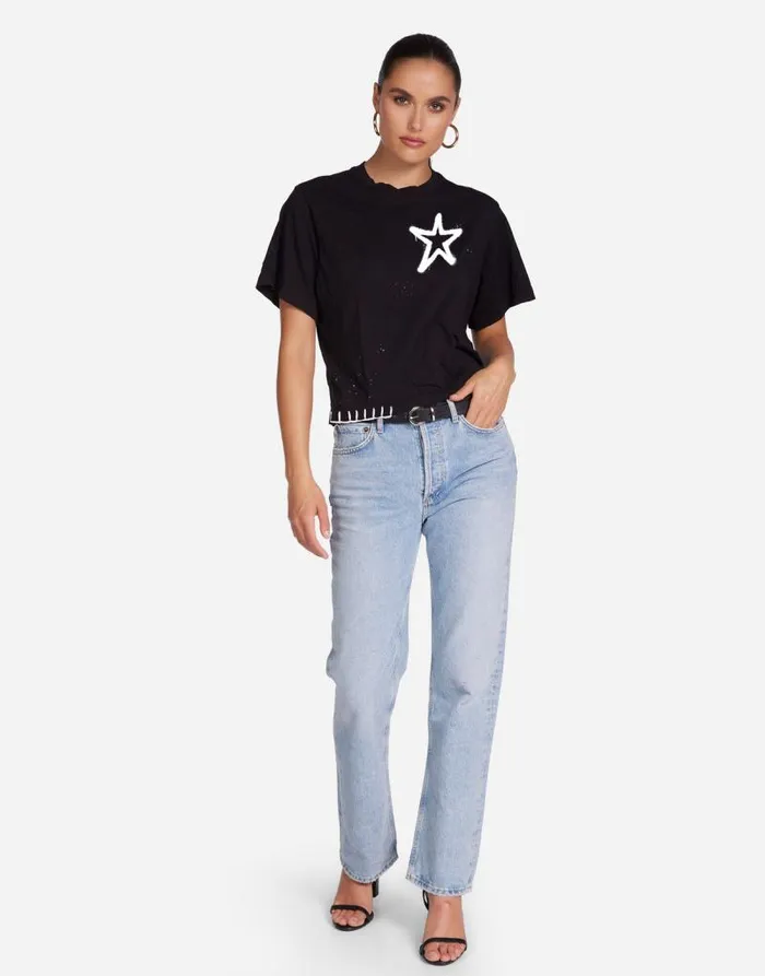 Rue Airbrush Elements Black Women Lauren Moshi Short Sleeve