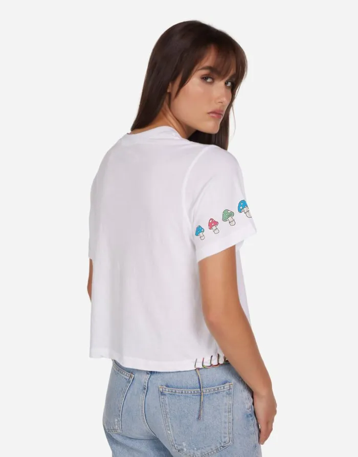 Rue Mushroom Peace White Women Lauren Moshi Short Sleeve