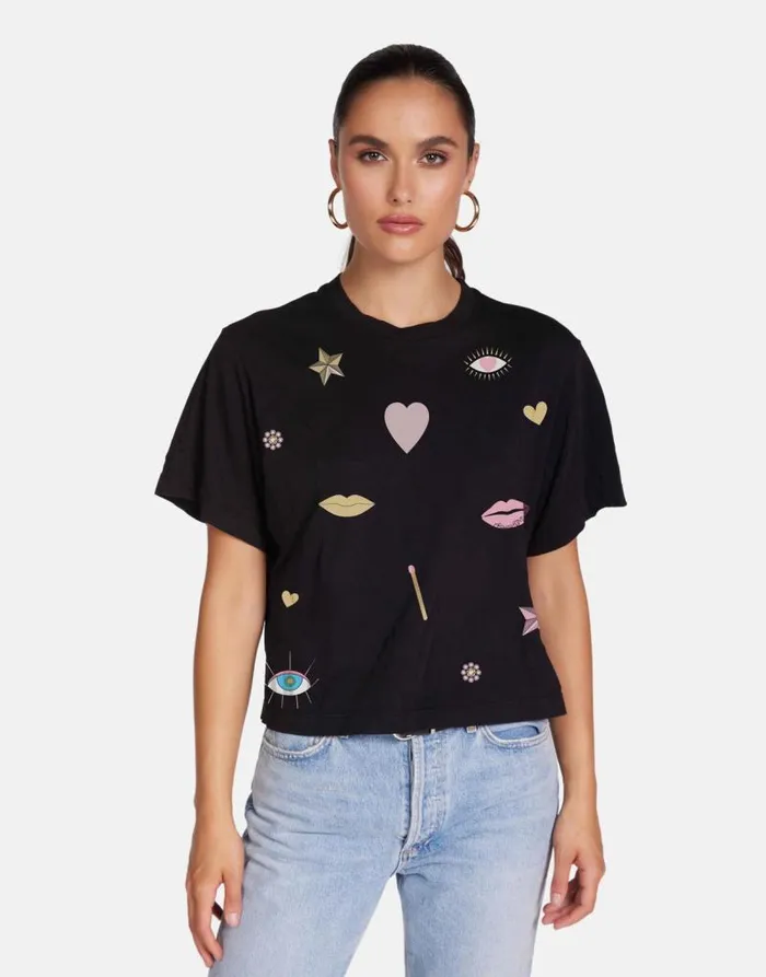 Rue X Crystal Glam Black Women Lauren Moshi Short Sleeve