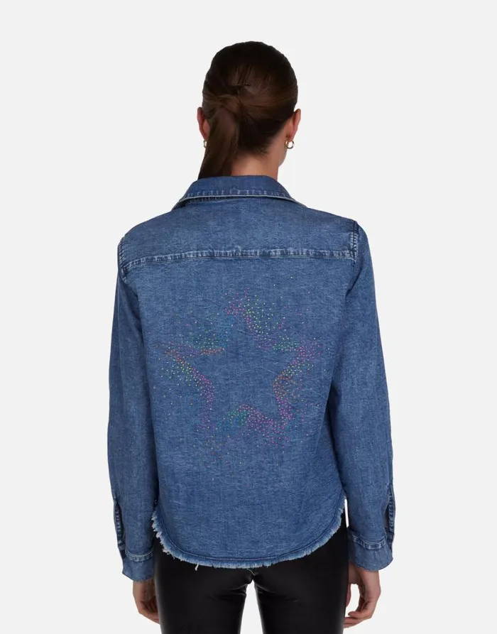 Saba Neon Stud Starburst Vintage Denim Women Lauren Moshi Long Sleeve