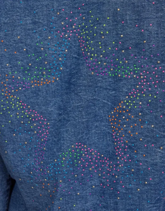 Saba Neon Stud Starburst Vintage Denim Women Lauren Moshi Long Sleeve