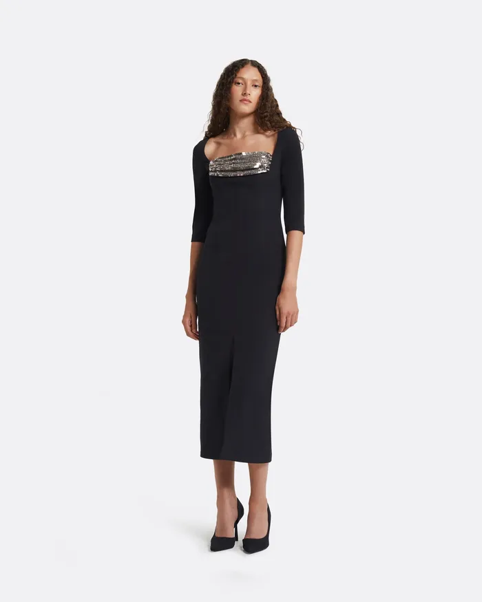 Safiyaa Dresses Women Derya Black Midi Dress Black