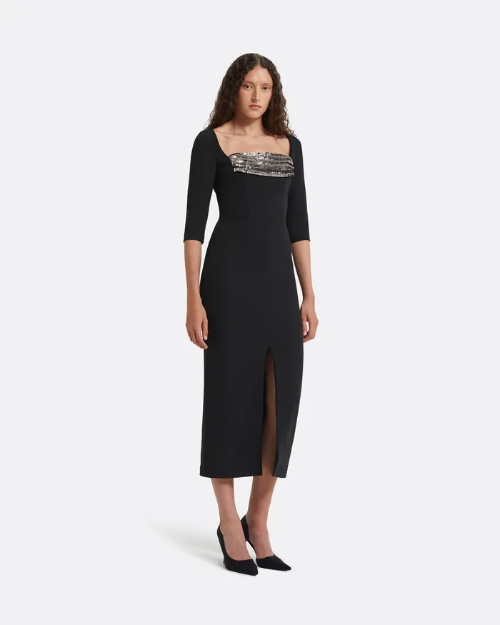 Safiyaa Dresses Women Derya Black Midi Dress Black