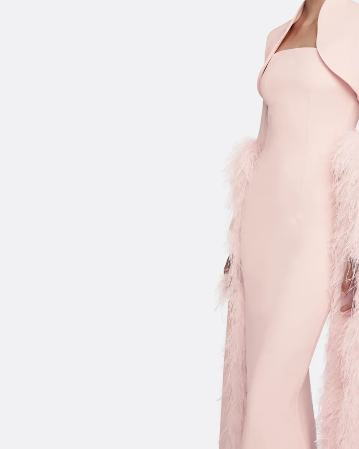 Safiyaa Icons Women Amari Pale Pink FeatherTrimmed Bolero With Soshin Dress Pale Pink