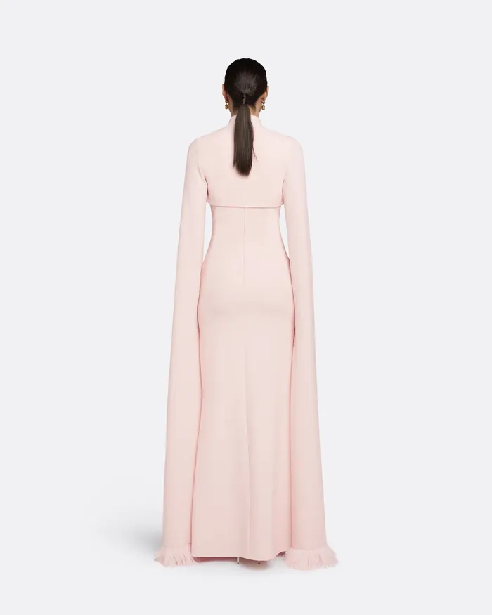 Safiyaa Icons Women Amari Pale Pink FeatherTrimmed Bolero With Soshin Dress Pale Pink