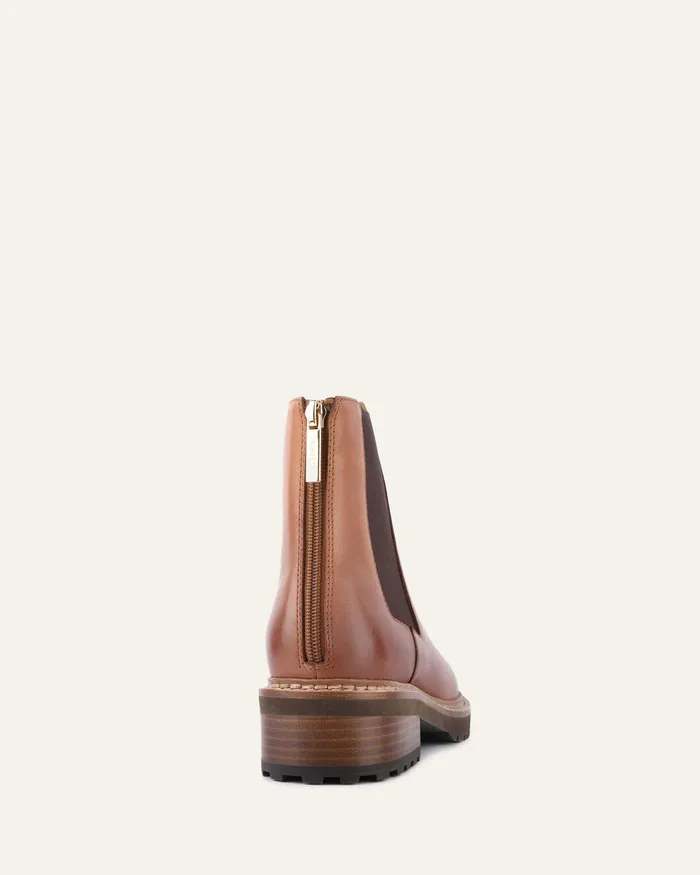 Samira flat ankle boots brandy leather FLAT BOOTS jomercer Women Samira flat ankle boots brandy leather FLAT BOOTS jomercer Women