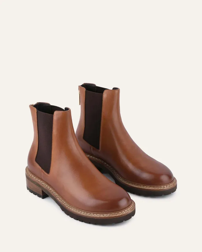 Samira flat ankle boots brandy leather FLAT BOOTS jomercer Women Samira flat ankle boots brandy leather FLAT BOOTS jomercer Women