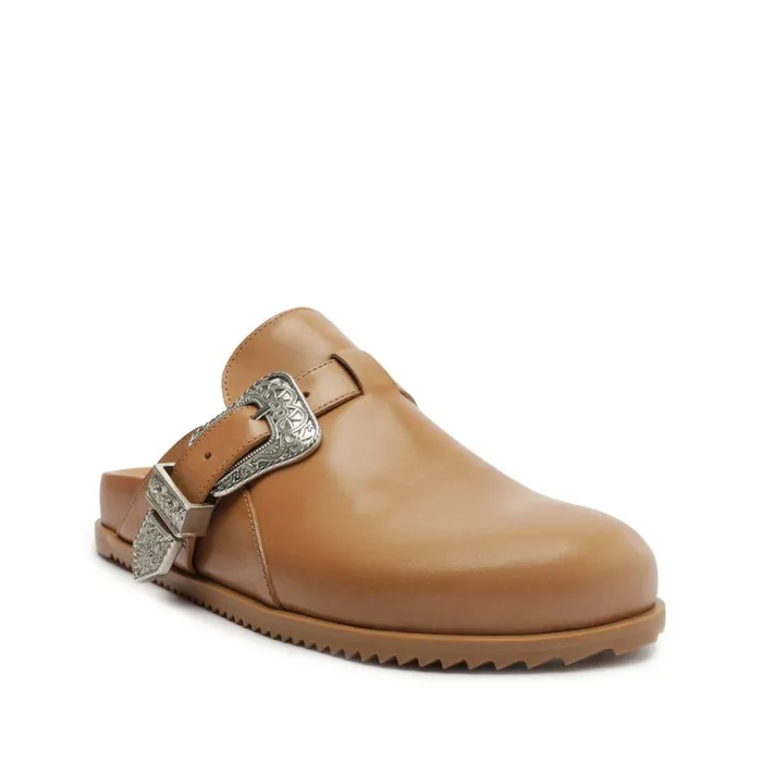 Sandals Grace Leather Flat Western Brown Schutz Shoes Mule