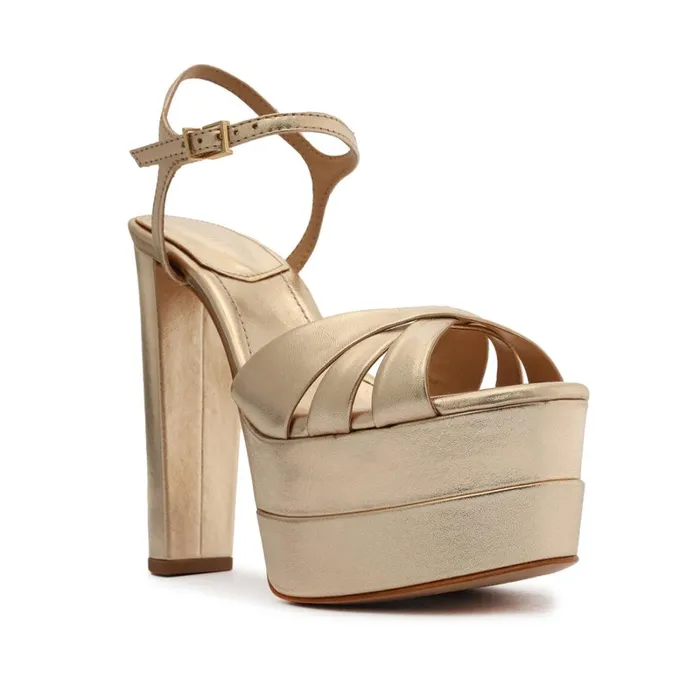 Sandals Keefa High Metallic Leather Sandal Gold Schutz Shoes Platforms Sandals Keefa High Metallic Leather Sandal Gold Schutz Shoes Platforms