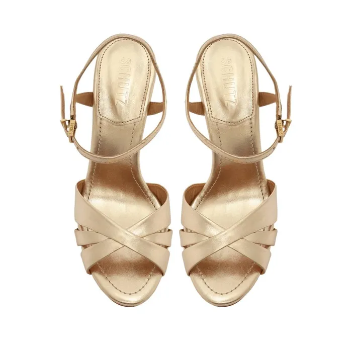 Sandals Keefa High Metallic Leather Sandal Gold Schutz Shoes Platforms Sandals Keefa High Metallic Leather Sandal Gold Schutz Shoes Platforms